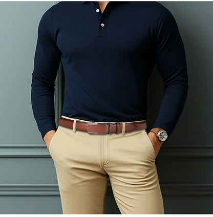 FlexFit Automatic Leather Belt – Perfect Fit, No Holes, Premium Click Buckle